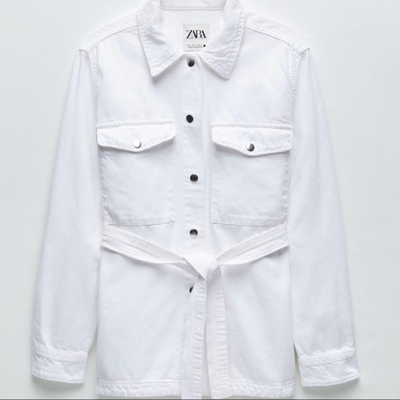 ZARA White Belted Overshirt Jacket - Picture 1 of 7
